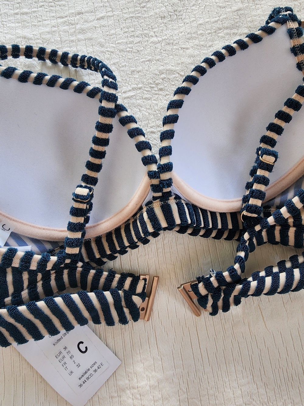 NWT Beachlife Knitted Stripe Underwire Bikini Top - Size EUR 36C / UK 32C - Picture 2 of 5